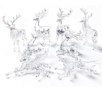 Jeu de 8 décorations pour sapin de Noël, comprenant des rennes et des licornes en acrylique transparent