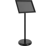 Jeu de 8 supports d'affiches/panneaux d'information - support d'affiches A4 au sol - hauteur réglable de 80 à 130 cm - inclinable - pied de 25 cm - inox/PVC - noir
