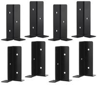 Jeu de 8 supports réglables pour poteaux de clôture, de couleur noire, en fer, pour poteaux en bois