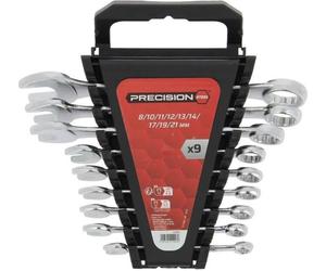 Jeu de 9 clés mixtes à tête polygonale inclinée PRECISION STEEL, 8-21 mm, Chrome Vanadium