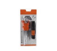 Jeu de 9 clés Torx longues avec finition inoxydable, idéales pour le réglage des vis sur les machines et les véhicules.