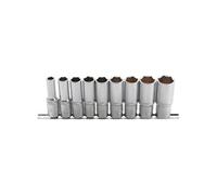jeu de 9 douilles 6 pans bgs longues, profondes, 10 a 24 mm carre 1/2 -