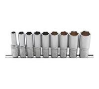 jeu de 9 douilles 6 pans bgs longues, profondes, 10 a 24 mm carre 1/2 - Bgs Technic G