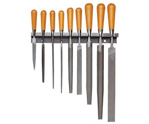 Jeu de 9 limes a manche bois + support - FACOM - STU