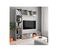 Jeu de bibliothèque/meuble TV 3 pcs Gris béton 180x30x180 cm278792