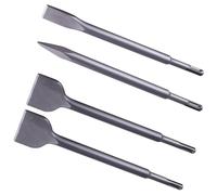 Jeu de burins pour marteau perforateur, longueur totale 250 mm, emmanchement SDS Plus, 4 pièces, burin large 50 mm, burin pointu 20 mm