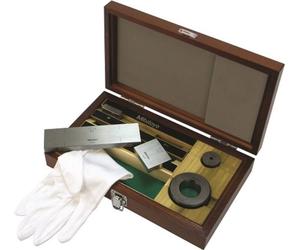 Jeu de cales étalons Mitutoyo, métrique, certificat de contrôle, 3 cales étalons ISO, classe 1, acier, 2 bagues de réglage