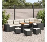 vidaXL Ensemble de canapés de jardin 10 pièces Poly-rotin Noir avec coussins