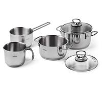 Jeu de casseroles 6 pièces, en acier inoxydable 18/10, avec couvercles en verre