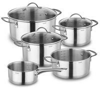 Jeu de casseroles induction, 8 pièces, argenté, en acier inoxydable