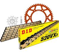 Jeu de chaîne D.I.D aluminium 520VX3 / 118 sans fin orange compatible avec KTM SX-F, Husqvarna FC 250 ccm année 2018 - 2020