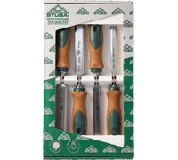 Stubai 357104 Ciseaux à bois façon suédois avec manche en liège, Vert/brun/argent, 13-24 mm, Set de 4 Pièces