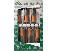 Jeu de ciseaux à bois avec manche en liège, set de 6 ciseaux (6,10,13,16,20,26mm) avec manche en liège antidérapant de fabrication durable, ciseaux à bois STUBAI pour un travail précis du bois, ciseau