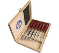 Jeu de ciseaux à bois Kirschen Largeur 6 10 12 16 20 26 mm avec manche plastique rouge Coffret en bois - 1103000