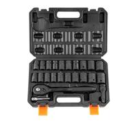 Jeu de clés à chocs, 23 pièces, 6 points, entraînement 1/2 pouce, coffret d'outils embouts/cliquet.
