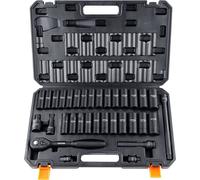 Jeu de clés à chocs, 33 pièces, entraînement 6 points 1/2 pouces, coffret d'outils embouts/cliquet