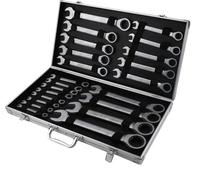 Jeu de clés à cliquet, 22 pièces, coffre à outils robuste inclus, argent