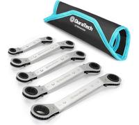 Jeu de clés à cliquet double DURATECH 5 pièces métriques 6-21mm avec pochette de rangement