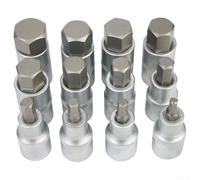 Jeu de clés à douille 1/2", douilles hexagonales en acier au chrome vanadium H5-H22, 12 pièces avec étui moulé par soufflage pour réparation automobile et machines