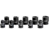 Jeu de clés à douille antichoc 1/2", 10 pièces (10-24 mm), METABO, Pour clés à chocs et à cliquet