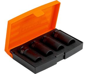 Jeu de clés à douille Bahco 1/2 pouce, version longue, métrique, à six pans, phosphatées - 4 pièces