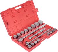 Jeu de clés à douille liquet 1,9 cm - 21 pièces - Douilles 19-50 mm - Pour voiture, camion, moto - Argent