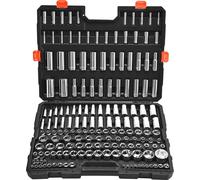 Jeu de clés à douille - Coffret à cliquet 163 pièces - Embouts 6,4/9,53/12,7 mm - SAE et métrique - Profondes et standard - Acier au chrome-vanadium, chromé