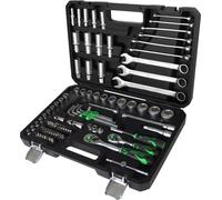 Jeu de clés à douille de 91 pièces, 1/4" + 3/8", technologie FlankTraction, coffret en plastique
