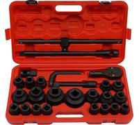 Jeu de clés à douille - Jeu de douilles à encastrement profondes - 26 pièces - Hexagonales métriques - Entraînement de 1,9 cm et 2,54 cm - Avec coffret de rangement - Noir