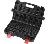 Jeu de clés à douille métriques pour hocs 1/2" | Assortiment de 45 pièces avec clés à douille longues et courtes | Tailles métriques de 9 mm à 32 mm | Acier chrome-vanadium de haute qualité | R