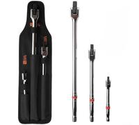 Jeu de clés à douille pivotantes, 3 pièces liquet flexible avec tête rotative à 180 degrés, pour acier chrome-vanadium Cr-V, poignée ergonomique antidérapante pour