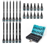 Jeu de clés à douille Torx à frapper, 24 pièces, entraînement 3/8 pouces, tailles T10-T60, acier S2, longueur 150 mm