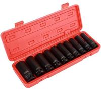 Jeu de clés à douilles 10 pièces 1/2 pouce avec hocs Acier au chrome-vanadium - Jeu de clés à douilles pour écrous de force - Vis à chocs avec coffret à outils - Tailles 10 12 13 14 15 17 19 21