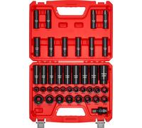 Jeu de clés à douilles à choc VEVOR à emmanchement 1/2 pouce, 39 pièces, métrique 9-30 mm, en acier au chrome-vanadium très résistant, avec joint de cardan & double marquage de taille