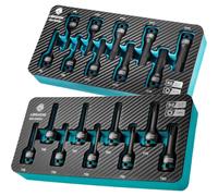 Jeu de clés à frapper 1/2", Torx et hexagonales, acier S2, 19 pièces, de T30 à T80, de H5 à H19, avec coffret de rangement XPE