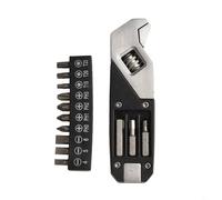 Jeu de clés à molette multifonction avec embouts de tournevis Torx et cruciformes, outil de poche compact en acier inoxydable pour le camping et les voyages, design pliable avec décapsuleur, noir