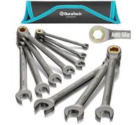 Jeu de clés à rochet, 10 pièces, de 6 à 18 mm, en acier chromevanadium, plaqué chrome