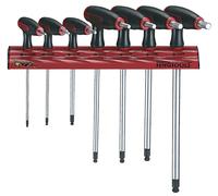 Jeu de clés Allen manche T 7 pcs sur support mural Teng Tools WRHEX07AF