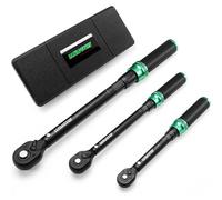 Jeu de clés dynamométriques en 3 pièces : 1/4", 3/8" et 1/2", avec plages de couple de 5-25 Nm, 10-60 Nm et 20-220 Nm, pour vélo, moto et automobile