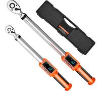 VEVOR ynamométrique Numérique à Entraînement 9,5 mm 13 mm, 72 Dents, Haute Précision, avec Valeur Prédéfinie, Avertisseur Sonore et LED, pour Réparation Automobile et Moto, 2PCs, Orange