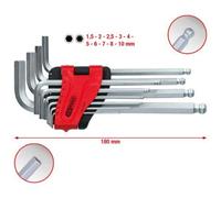 KS Tools Jeu de clés mâles coudées 151.5000 – 10 clés 1,5–10 mm, 6 pans, tête sphérique, CrV