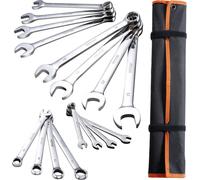 Jeu de clés mixtes 25 pièces métriques de 6 mm à 32 mm avec pochette enroulable