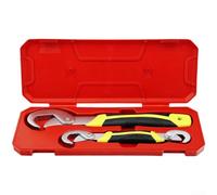 Jeu de clés réglables en acier à haute teneur en carbone pour outil de tuyauterie de tailles multiples avec dents à trois côtés et poignée ergonomique rouge, jaune, orange, options de couleur pour