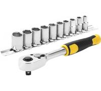 Jeu de cliquet et douilles STANLEY, Cliquet 72 Dents, 10 Douilles 12 Pans 5,5-14 mm, STMT82666-0