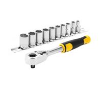 Jeu de cliquet et douilles - STANLEY - STMT82666-0 - cliquet 72 dents 1/4' + 10 douilles 12 pans de 5,5 à 14 mm