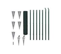 vidaXL Jeu de clôture avec des piquets de sol 10 x 1,7 m Acier Vert Vert G