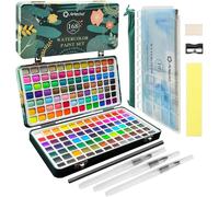 Jeu de couleurs aquarelles comprenant 168 couleurs, présenté dans une boîte de transport avec pinceaux et papier