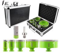 Jeu de couronnes de forage diamantées, 7 pièces, diamètres de forage 25/35/50/68/100 mm, longueur utile 35 mm, longueur totale 60 mm, filetage M14