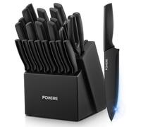 Jeu de couteaux de cuisine de 23 pièces avec bloc à couteaux, couleur noire