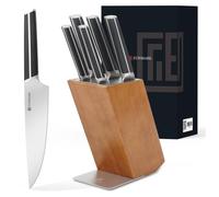 Jeu de couteaux de table 6 pièces avec bloc, en acier inoxydable X50CrMoV15
